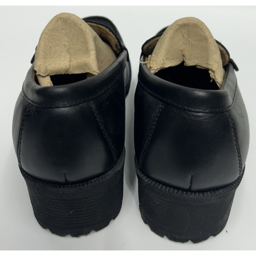 NEW Eastland Newbury Black Leather Penny Loafers Women's 10M Y2K Chunky Lug SZ10 - Picture 4 of 9